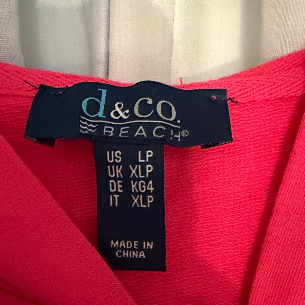D&co Reach Vibrant Pink Short Sleeve resortwear pool beach swim cover‎ up, LP - Picture 2 of 8